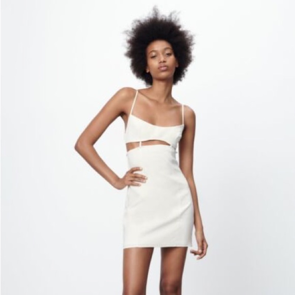 Zara cutout linen blend dress